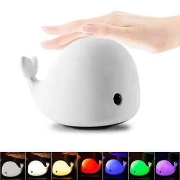 

Silicone Cute Dolphin Night Lights USB Rechargeable LED Table Lamps Colorful Sensitive Tap Control Night Light For Kids Gifts