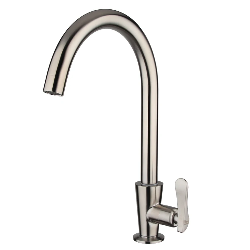 Kitchen faucet Single cold water faucet brushed kitchen tap 304stainless steel Deck Mounted Single Handle Single Hole Ceramic