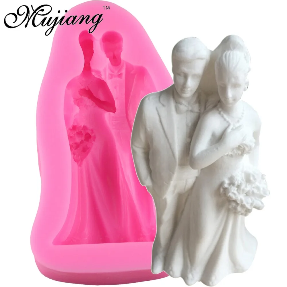 

The Bride And The Bridegroom Shape Wedding Cake Top 3D Silicone Fondant Cake Lace Mold Cake Decorating Baking Accessories