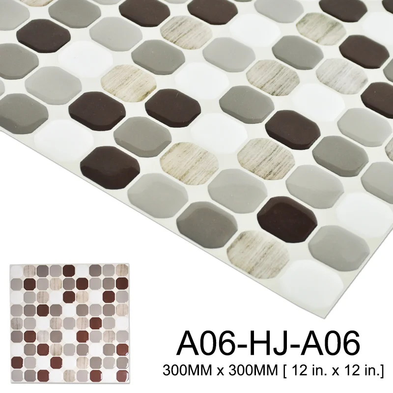 Kaguyahime 10 шт., кухонные обои, самоклеющиеся мозаичные плитки, водонепроницаемые обои с древесным узором, узор, 3D декор, наклейки для кухни - Цвет: A06-HJ-A06