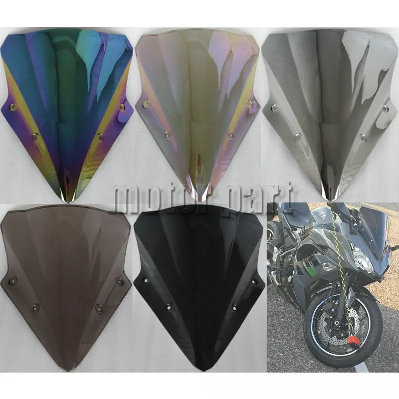 

For 2017 2018 2019 Kawasaki Ninja 650 ER-6F ER6F Motorcycle Windshield Windscreen Wind Screen Glass Black Iridium
