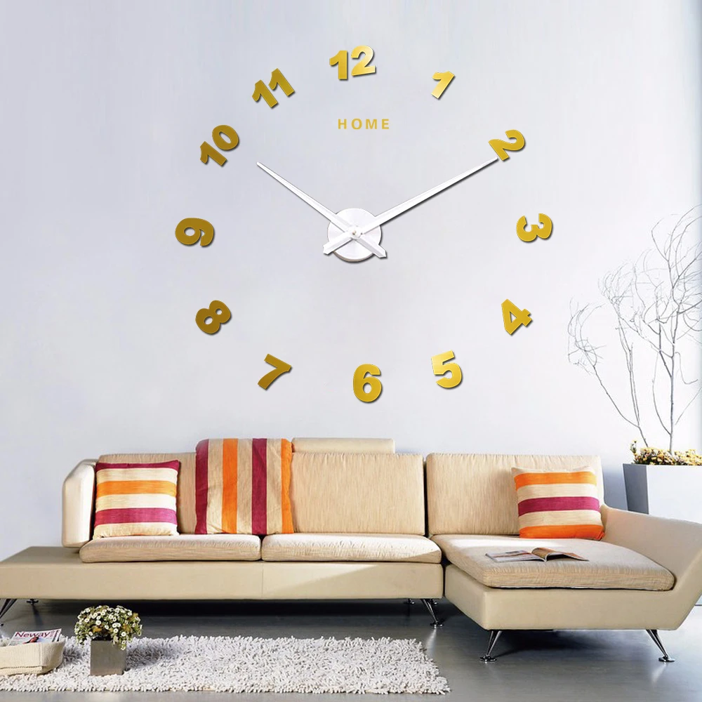 

Acrylic Large Wall Clocks Sticker Modern Design Living Room 3D DIY Quartz Watch Silent Movement Home Decor Horloge Digital Clock