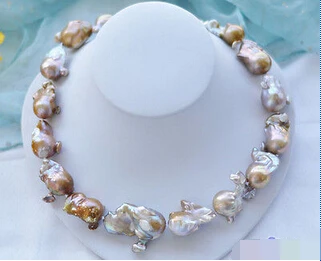 

HOT## Wholesale FREE SHIPPING >>> P3698 19" 34mm LAVENDER BAROQUE KESHI REBORN PEARL NECKLACE