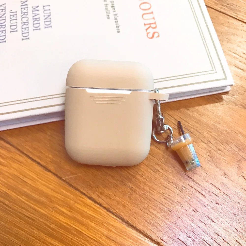 Молоко чайный кулон для защитный чехол для airpods мягкий силиконовый беспроводной Bluetooth гарнитура комплект Личность Женский чехол с защитой от падения