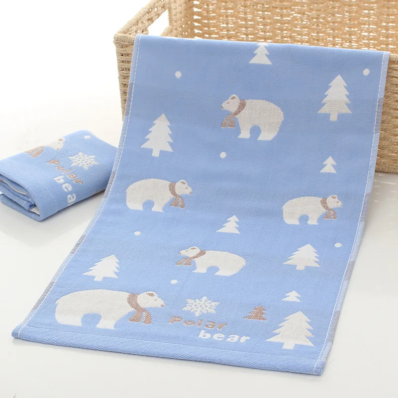 26*50cm High Quanlity Baby Towel Cartoon Babys Washcloth Handkerchief Kids Feeding Wipe Cloth Three-layer Cotton Gauze Towels