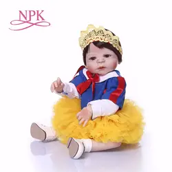 NPK 57 см Boneca bebes Кукла реборн Белоснежка Полный винил Reborn Baby Игрушки, Куклы как живые ребенок подарок на день рождения Рождество Горячая