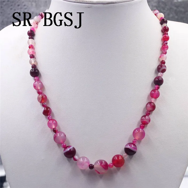 

Free Shipping 4-12mm Plum Stripe Agat Onyx Graduated Natural Gems Stone Adjustable Necklace 18"