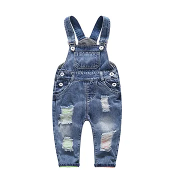 

2018 Spring Summer New Overalls for Children Jeans for Girls Children Broken Hole Pants Kids Denim Casual Sport Pants Trousers