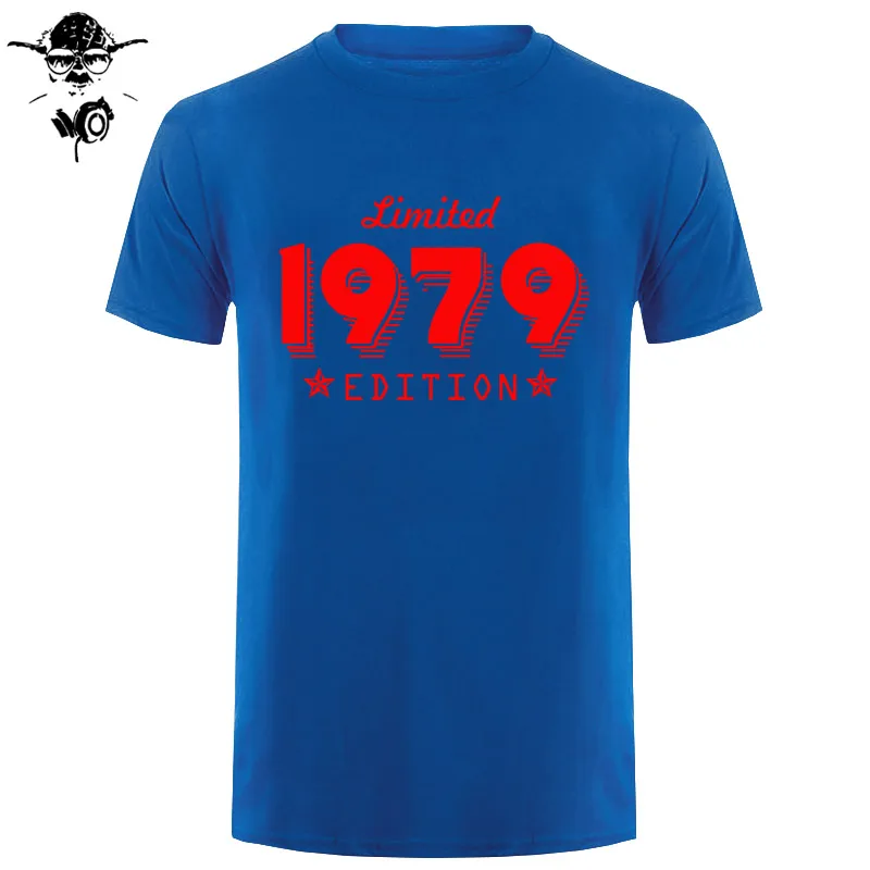 Коллекция 1979 года, модная одежда для дня рождения, ограниченный подарок, футболки с коротким рукавом и круглым вырезом для мужчин, для детей 40 лет, с коротким рукавом - Цвет: blue red