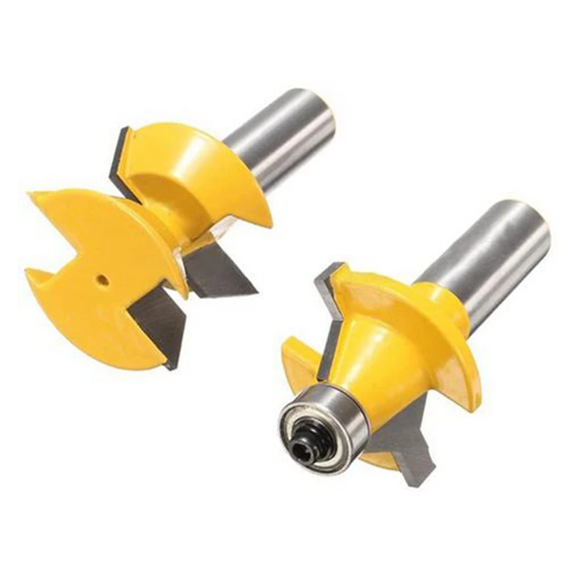 2PCSSet 12 Shank Woodworking Router Bit 120 Degree Tenon Cutter Plywood Router Bit Woodworking Groove Chisel Cutter Tool7