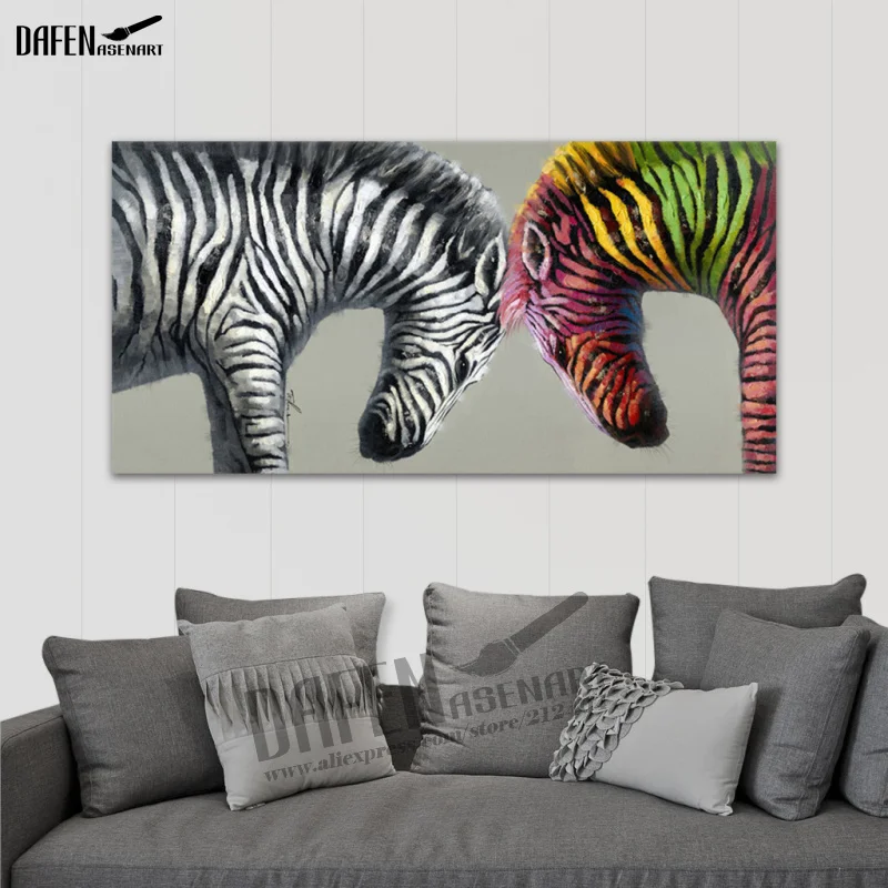 Картины с надписью Happy Zebra 100% ручная роспись животным картины маслом Смешные