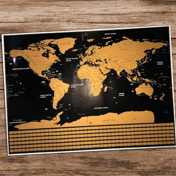 

Drop shipping big size Deluxe Edition Scratch World Map With Scratch Off Layer Visual Travel Journal for travel maps 82x59cm