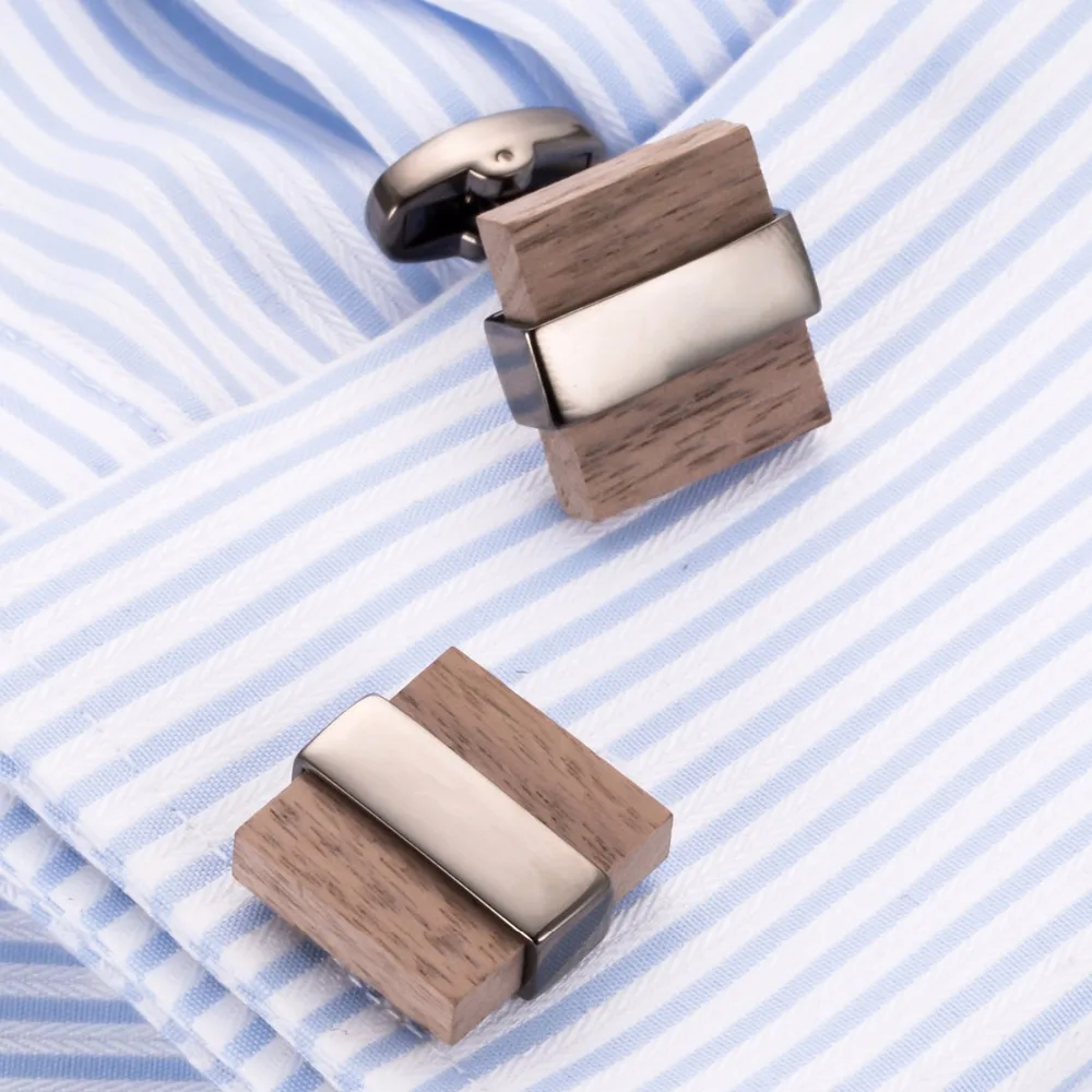 

High Quality Men's Cufflink Four Leaf Rosewood Cufflinks Silver Plating Men's Shirt cuff links mens 802