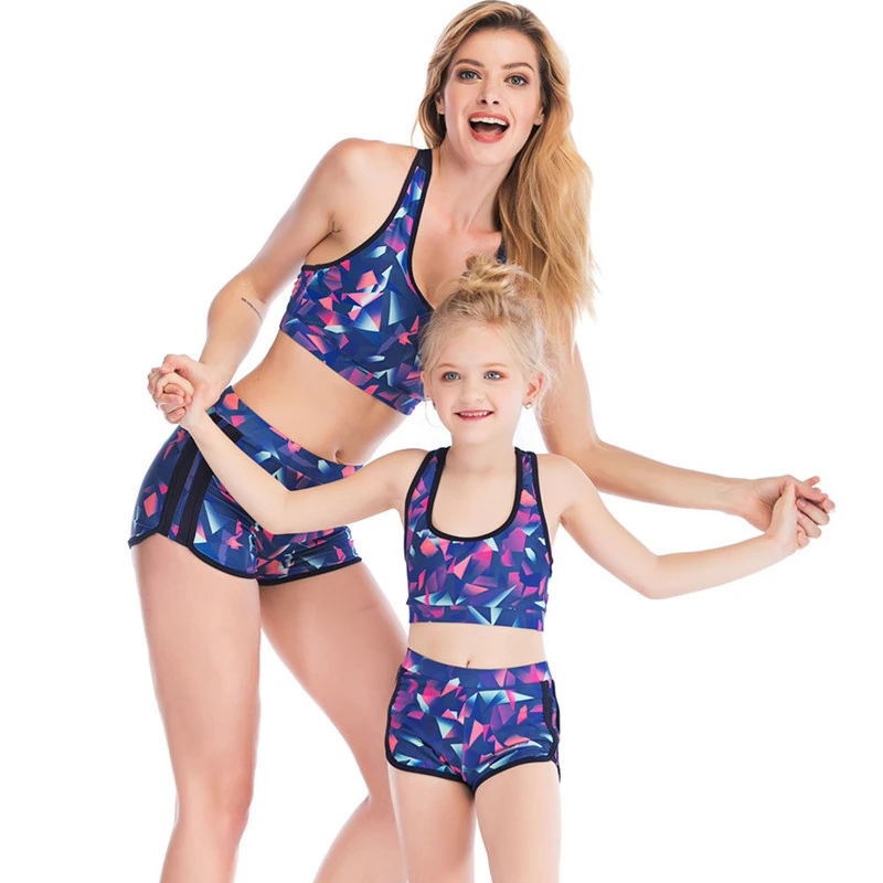 Tejido anfitrión tempo Ropa de mamá y yo, traje de baño para niñas, playa, traje de baño para niñas,  conjuntos de Bikini para la familia, trajes de baño púrpura|Trajes iguales  de familia| - AliExpress