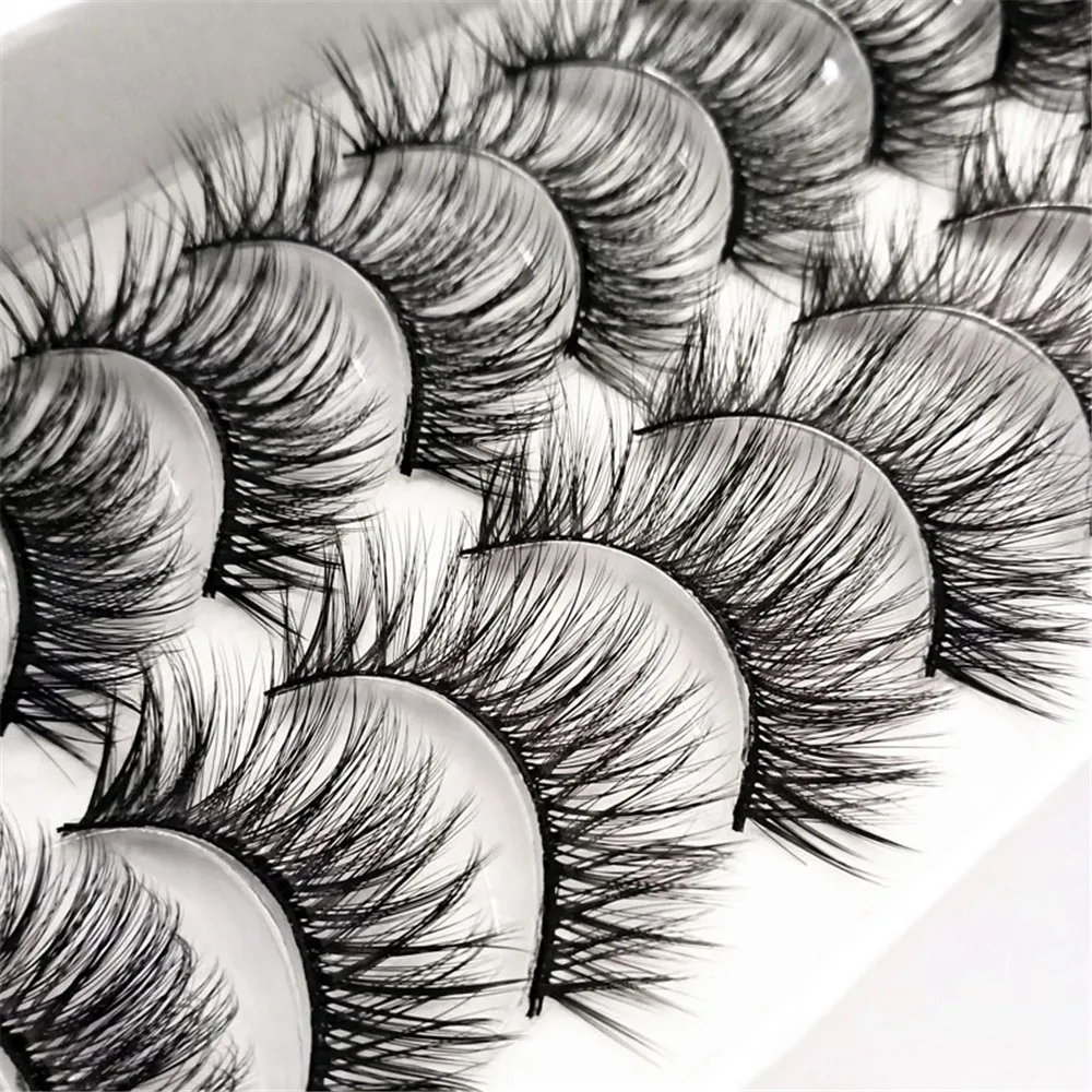 

10 Pairs /set Natural 3D Volume False Eyelashes Curl Cross Long Mink Lashes Soft Eye Extension Handmade Lashes