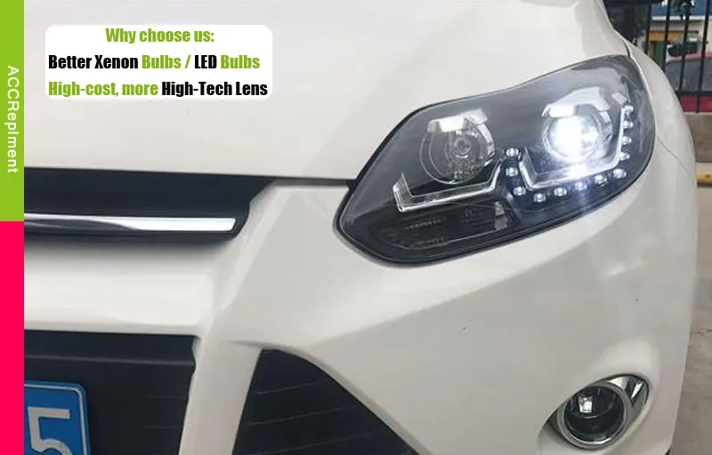 Автомобильный Стайлинг для Ford Focus головной светильник s U angel eyes 2012-2013 для Ford Focus светодиодный светильник Q5 bi xenon объектив СВЕТОДИОДНЫЙ прожектор