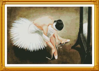 

A beautiful ballerina Printed Canvas DMC Counted Chinese Cross Stitch Kits printed Cross-stitch set Embroidery Needlework