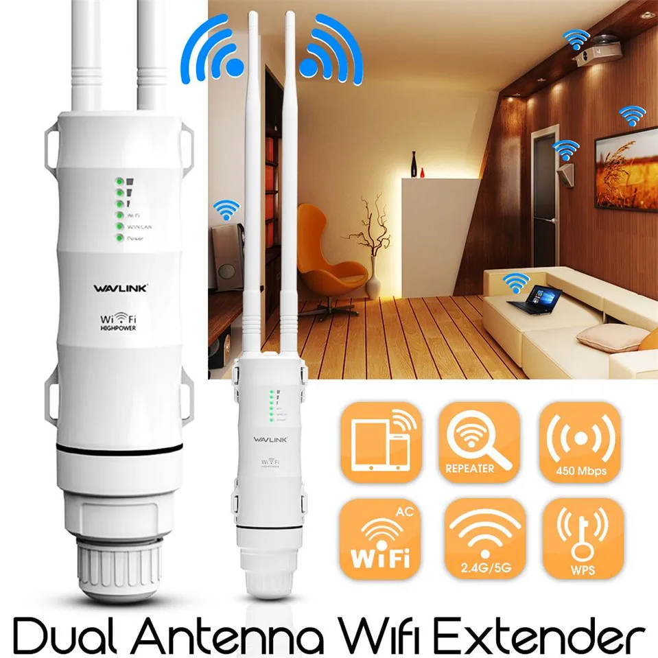 

Wavlink AC600 27dBm Wifi Extender High Power Outdoor Wifi Repeater 2.4G/150Mbps +5GHz /433Mbps Wireless Wifi Router with AP WISP