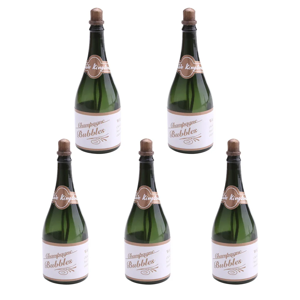 5Pcs Bride and Groom Wedding Party Champagne Bottle Shape DIY Self Watering Bubble Bottles