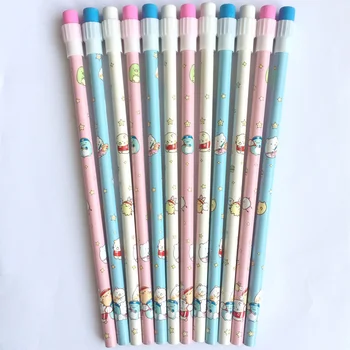 

3 Pcs Cartoon Cute Creature Standard HB Rubber Head Pencils Raw Wood Non-toxic Pencil Student Sketch Stationery Supplies