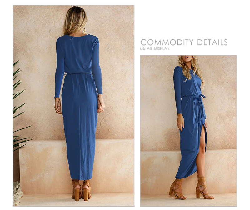 Autumn Bodycon Dress Women Sexy Split Bandage Long Sleeve Plus Size Casual Vestidos Mujer 2018 Maxi Asymmetrical O-neck Dresses  (15)