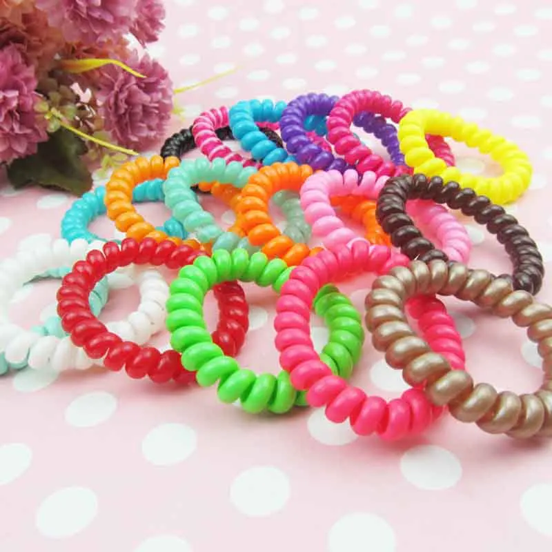 

1 pair of telephone lines no trace head color rope spiral hairpin hair band hair band plastic candy hair accessories