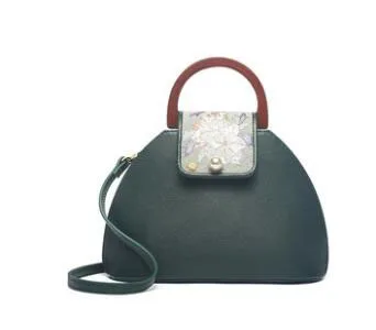 Pmsix женская сумка, роскошные сумки, женские сумки, дизайнерские кожаные сумки, модная сумка с вышивкой, женская кожаная сумка через плечо - Цвет: Green