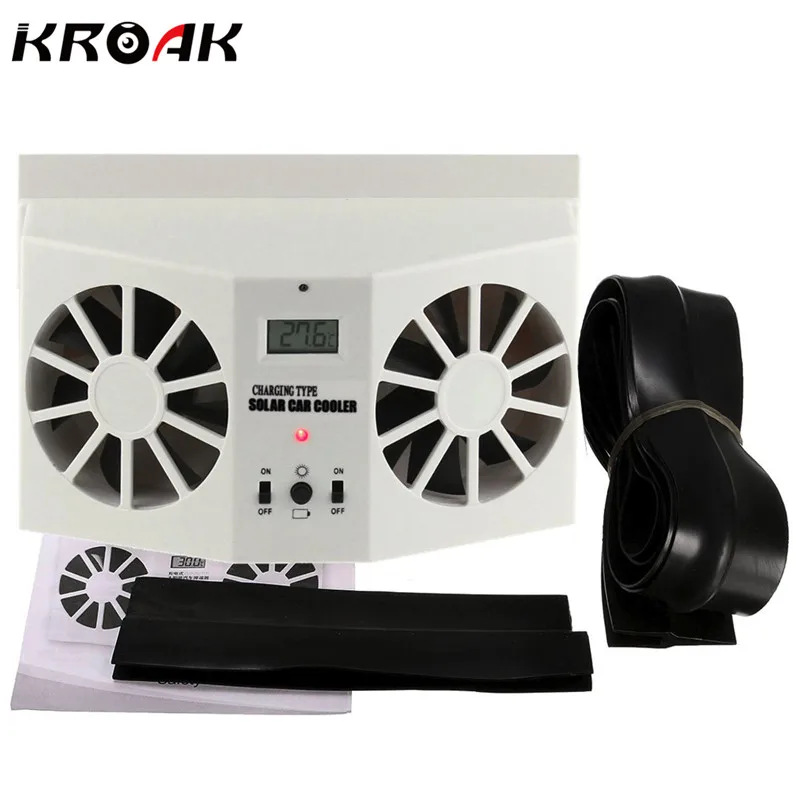 Solar Sun Power Car Auto Front Rear Window Air Vent Cool Fan Cooler Ventilation System Radiator