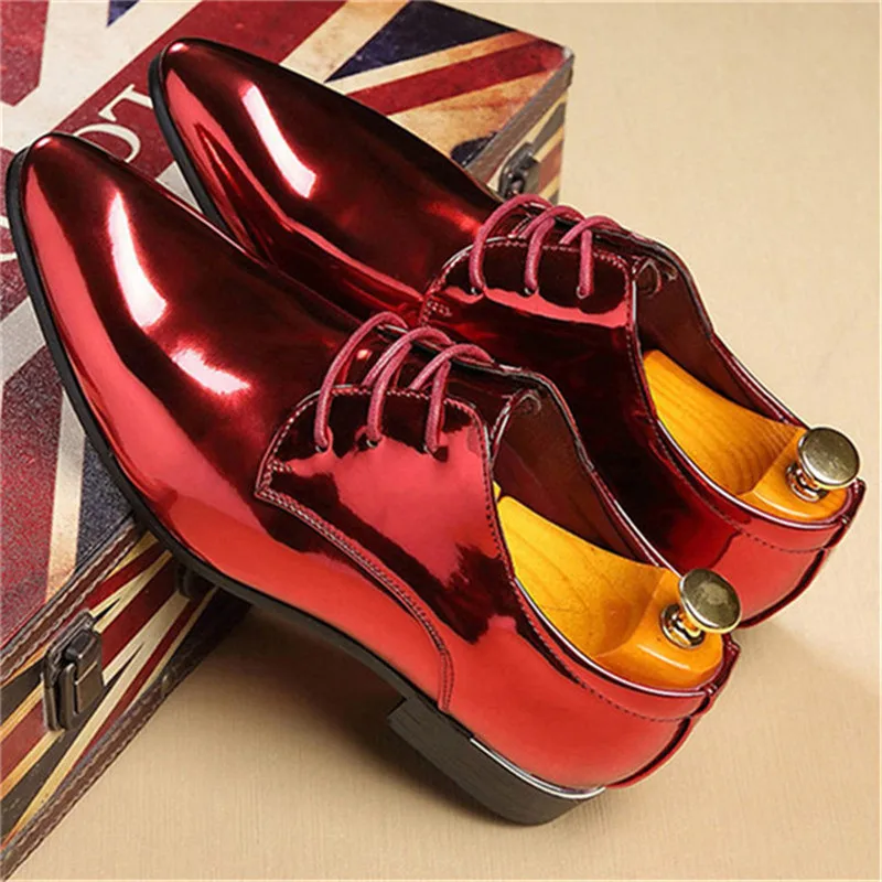 Merkmak/блестящие мужские оксфорды; кожаные туфли; трендовые мужские повседневные модельные туфли на шнуровке в британском стиле; удобная мужская обувь на плоской подошве; большие размеры 37-48
