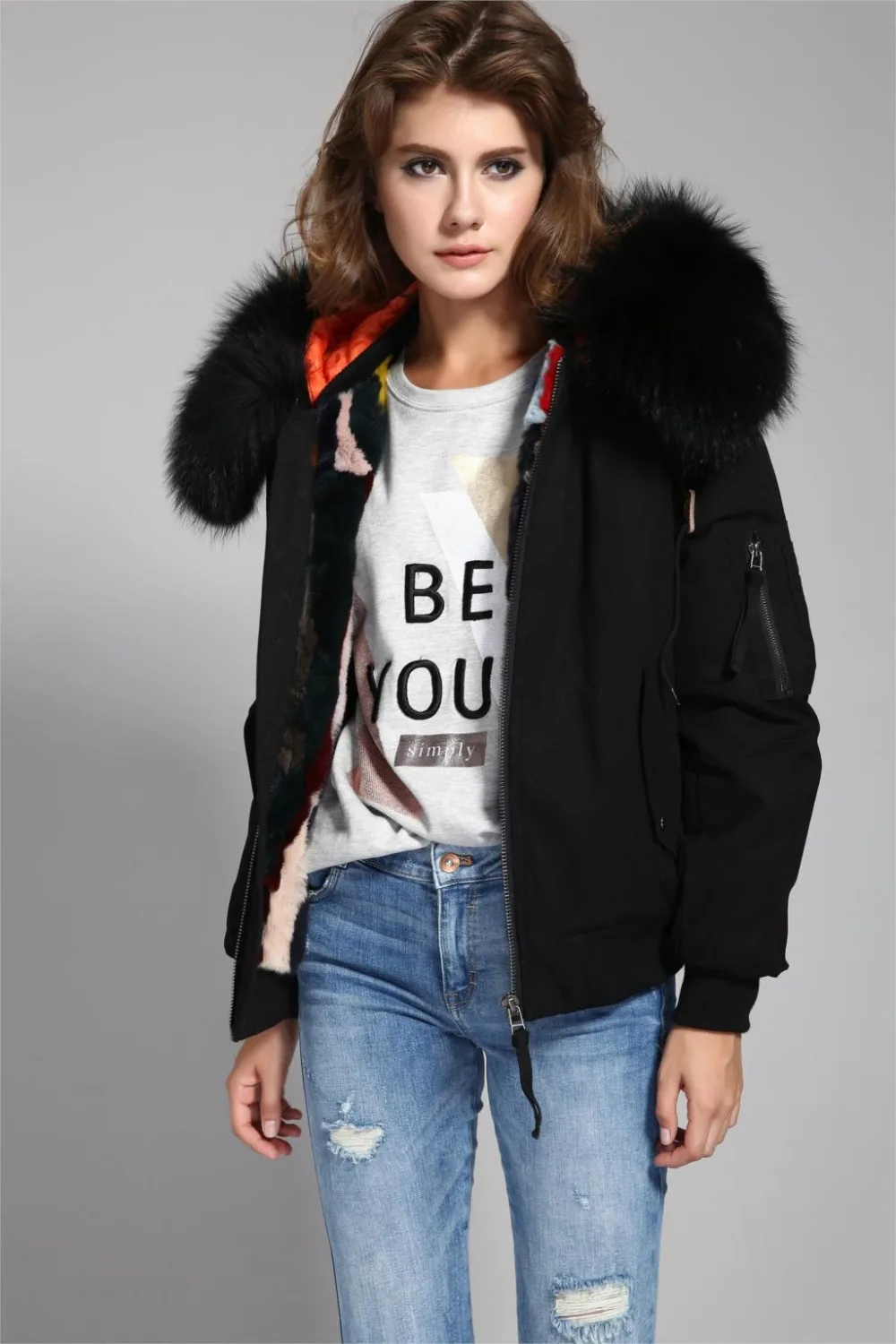 2016 women bomber jacket basic jacket women's winter jacket warm bomber coat hooded large