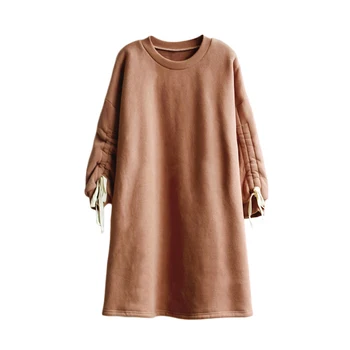 

2019 new spring casual school style dress age for 6 -14 yrs teenage girls loose long dresses big girls thick warm winter clothes