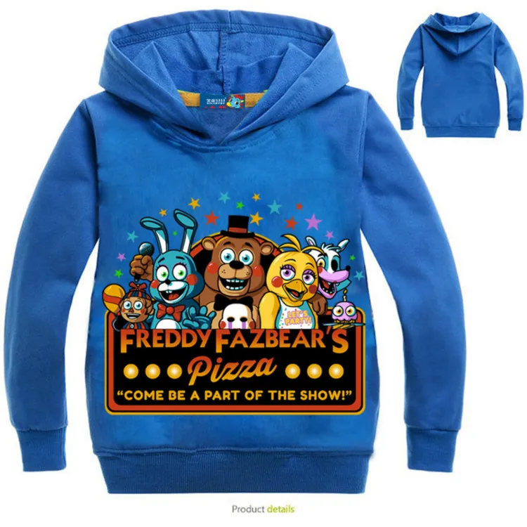 Весенние толстовки с капюшоном Five Nights At Freddy; футболки для девочек; Disfraces Infantiles Camiseta; Одежда для мальчиков; толстовки с капюшоном и длинными рукавами - Цвет: Blue