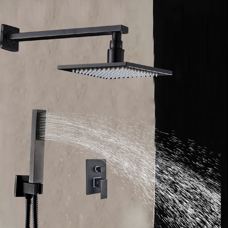 

Wall Mounted Oil Rubbed Bronze Shower Faucet Hand Shower Sprayer Single Handle