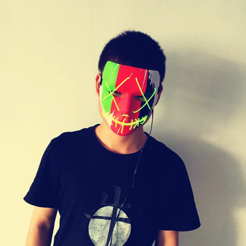 

Colorful EL wire Mask Flashing Cosplay LED MASK Costume Anonymous Mask for Glowing dance Carnival Party Masks hip-hop mask