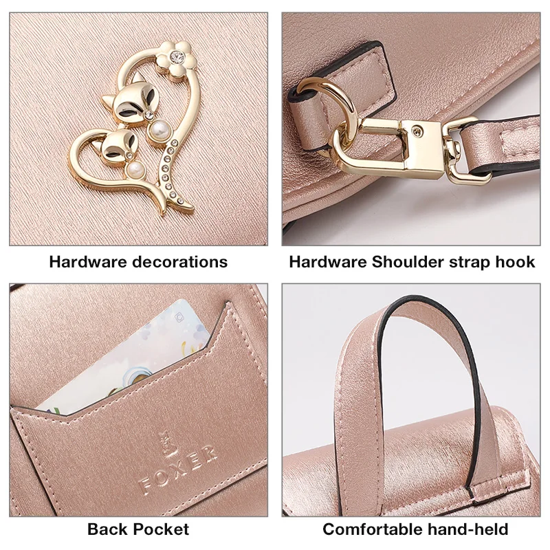 FOXER Brand Lady Cellphone Bags Female Leather Shoulder Bag Girl's MINI Crossbody Bags Women Evening bag Valentine's Day present FOXER Brand Lady Cellphone Bags Female Leather Shoulder Bag Girl's MINI Crossbody Bags Women Evening bag Valentine's Day present