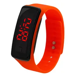 Модные для мужчин женщин Повседневное спортивный браслет светодио дный LED электронные цифровые конфеты цветные часы с силиконовым