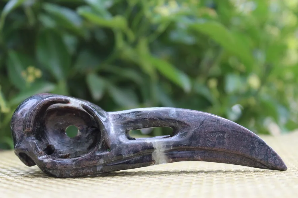 93g Natural Flash stone Raven Skull Pendant,Crow Skull,Crystal Healing   126mm 31mm 36mm  (1)