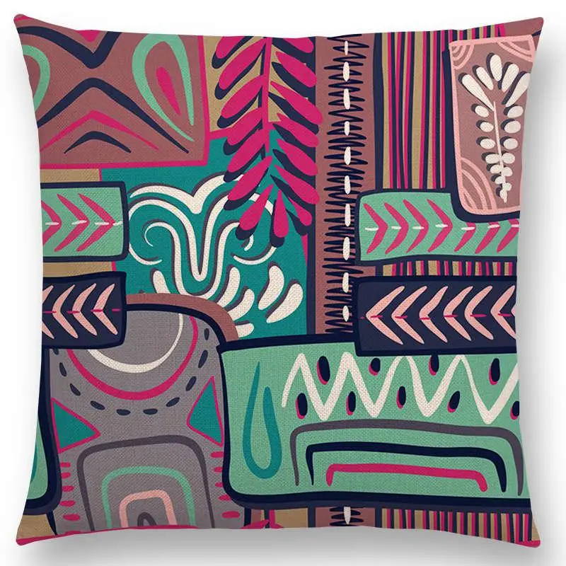 Горячая Африканский Символ животного блок геометрической формы, в стиле бохо цветочный узор Пейсли карнавал Мандела Подушка с цветочным принтом диванная подушка - Цвет: a021102