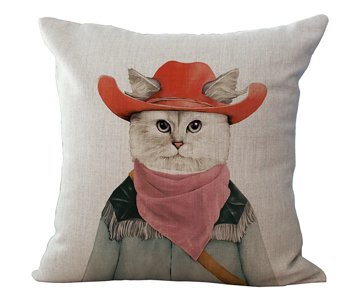 Hand-painted Animal Cotton + Hemp Sofa Pillow Cushion Cover Car Chair By Decorative Cushion Cover
