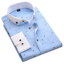 Новинка Высокое качество классические маленькие цветочные мужские рубашки с длинным рукавом отложным воротником размера плюс 5xl Camisa Social Masculina
