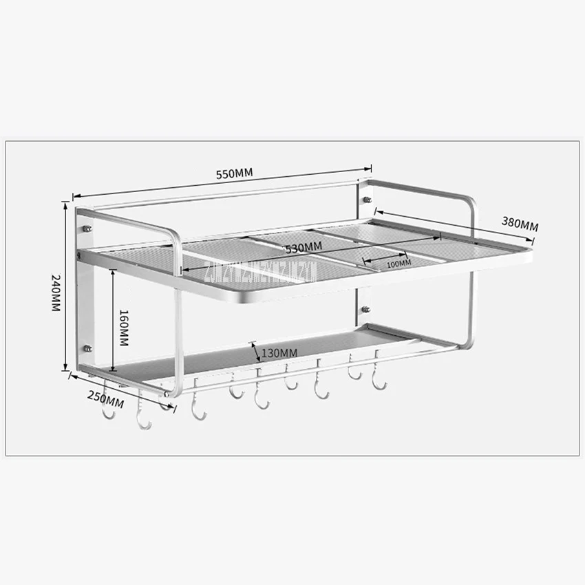 Микроволновая печь стеллаж для хранения стенд iPad Air 2-Слои стены микроволновая печь полка пространство алюминиевая рама настенный Кухня кронштейн - Цвет: 4-board