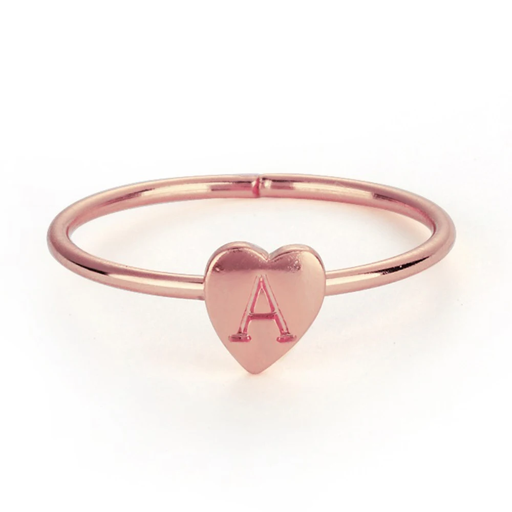 

2019 Fashion 26 Letters Heart Gold Silver Color Rings 1Pc For Women Girl Statement Friendship Name Finger Ring Jewelry Wholesale