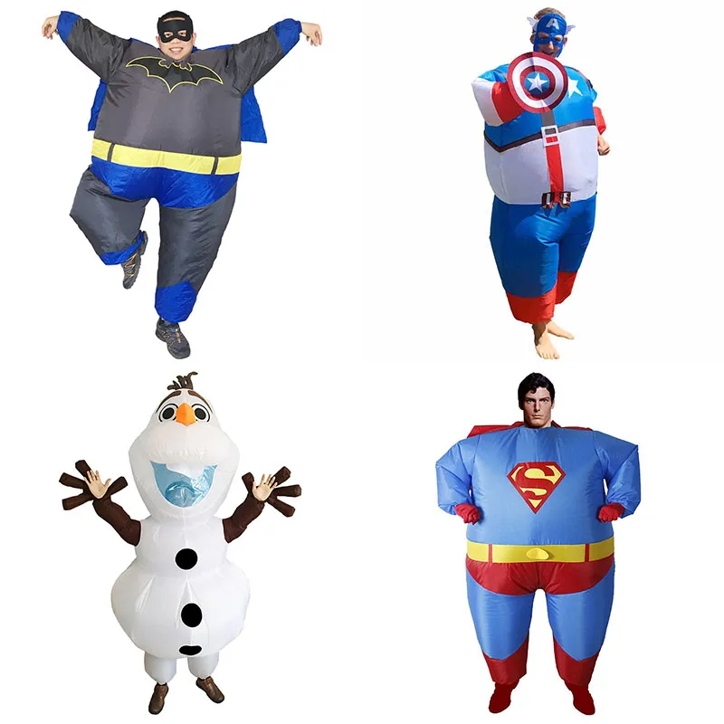 

Batman Mascot Costume Captain America Inflatable Superman Costume Carnival Cosplay Superhero Adult Big Hero Halloween Costume