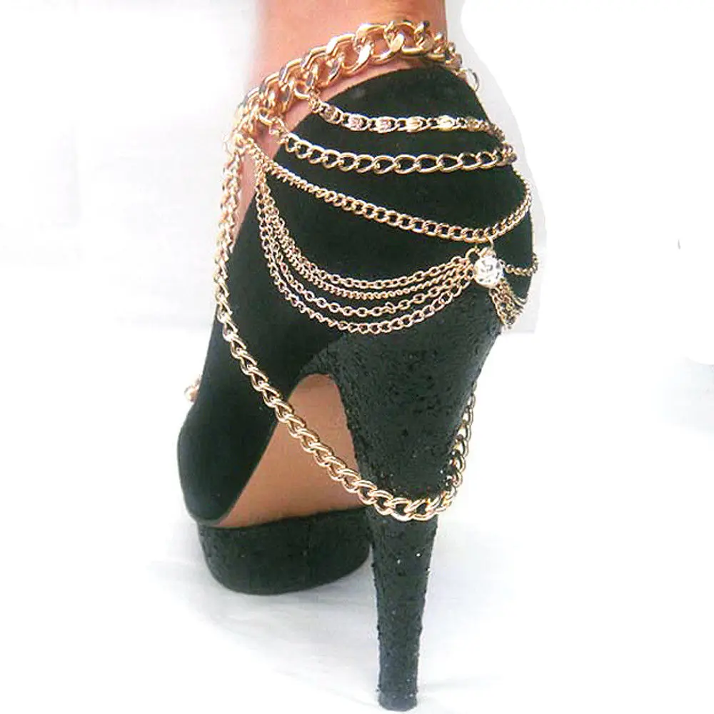 Hot Women Metal Ankle Shoe Heel Chain bracelet Multi Layers JEWELRY
