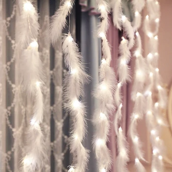 

6LM 5V LED Window Curtain Light Feathers LED Fairy Twinkle String Lights