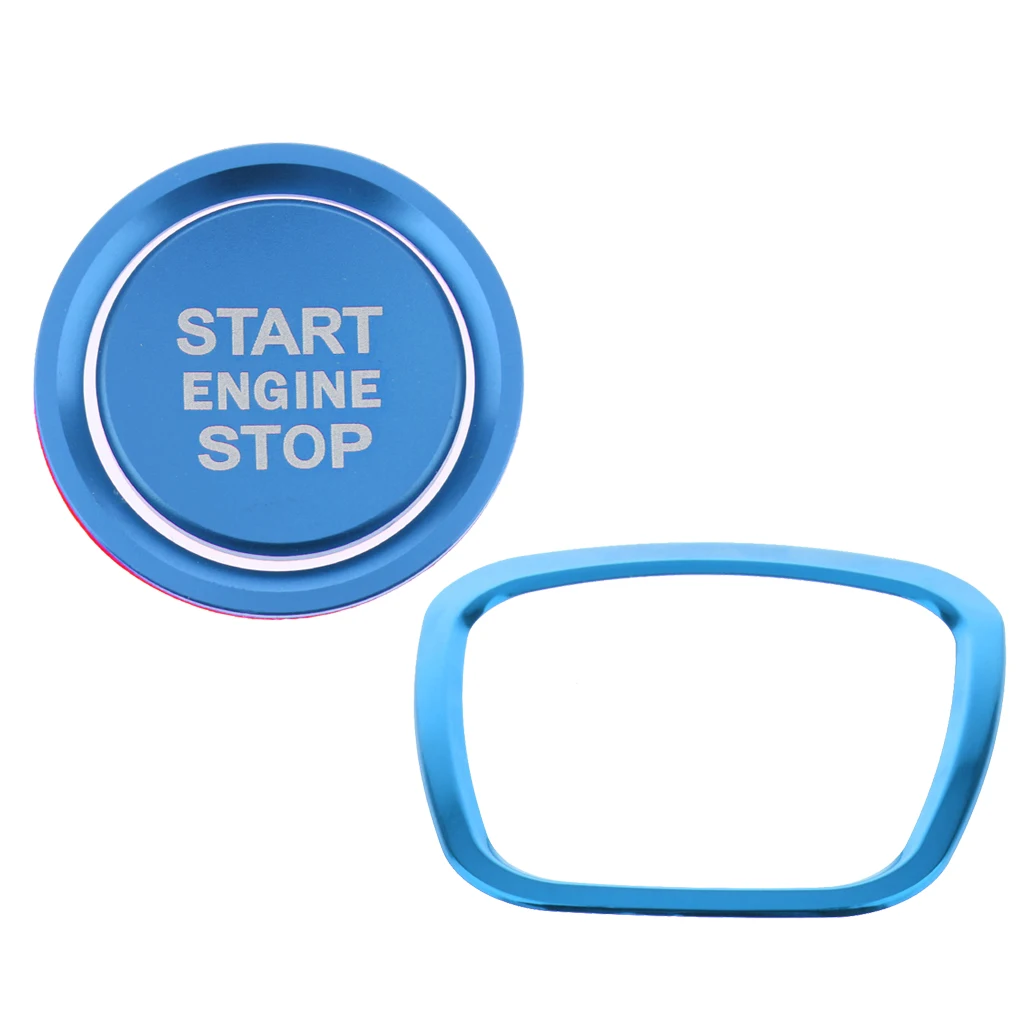 

2 pcs Blue Steering Wheel Car Bling Sticker Ring Decoration Cover Sticker Trim Engine Push Start Stop Button Cover For Audi