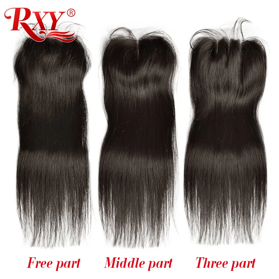  RXY Brazilian Silk Base Closure Silk Top Closure With Baby Hair Hidden Knots Straight Hair Closure 
