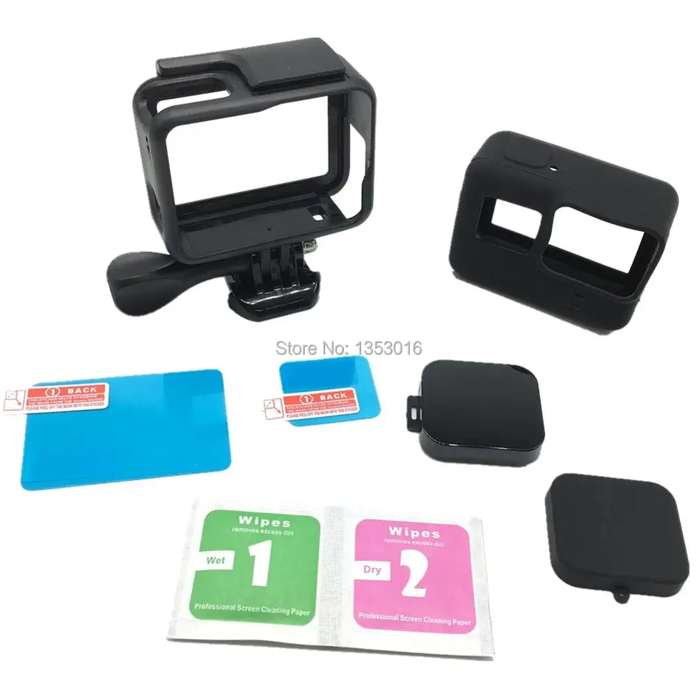

Suptig Frame Slicone Housing Portective Case + Lens Cap + Screen Protector film for GoPro Hero 6 Hero 5 Black Camera Accessories