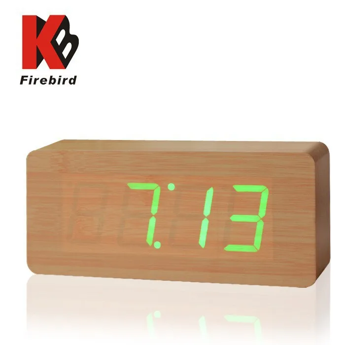 Antique Style Digital Table Clocks Wooden Green Led Desktop Clock