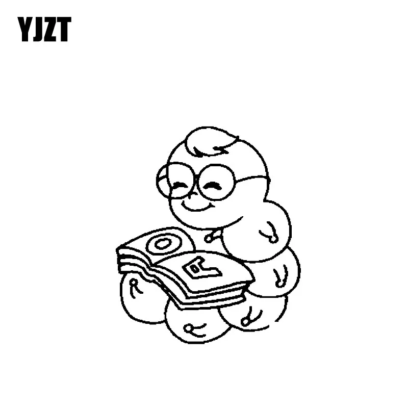 YJZT 15.2CM*17.9CM Cute Reading Bug Handsome Vinyl Decal Fuuny Car Sticker Black/Silver C19-0669 | Автомобили и мотоциклы